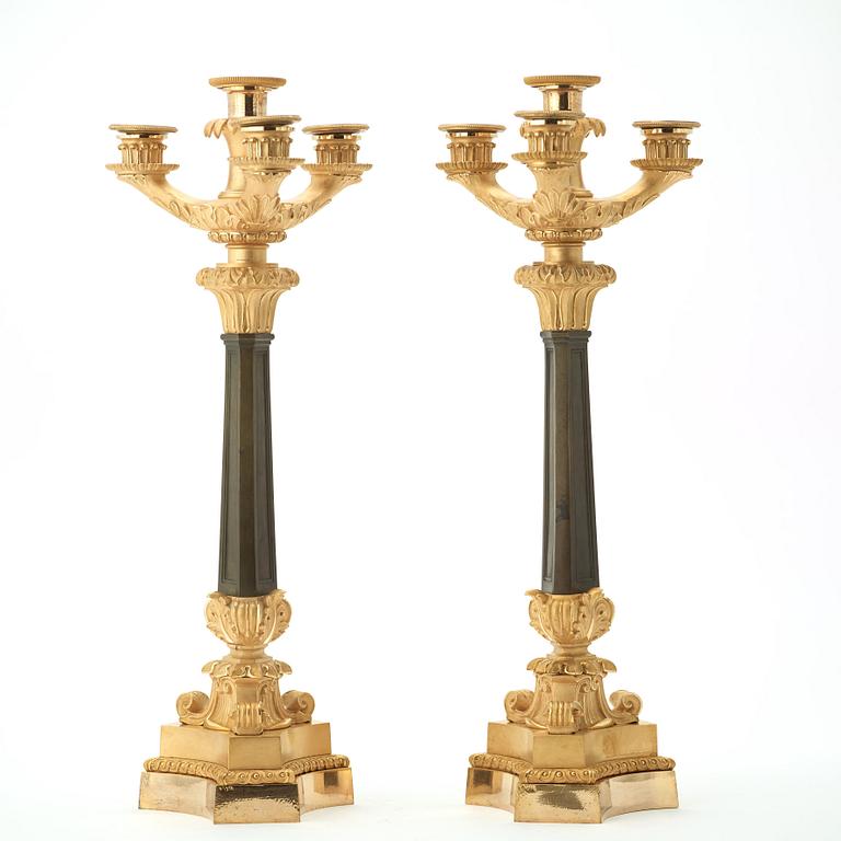 A pair of four-light candelabra, Empire.