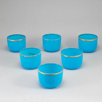 A set of six tukoise glass bowls, French, 19th Century.