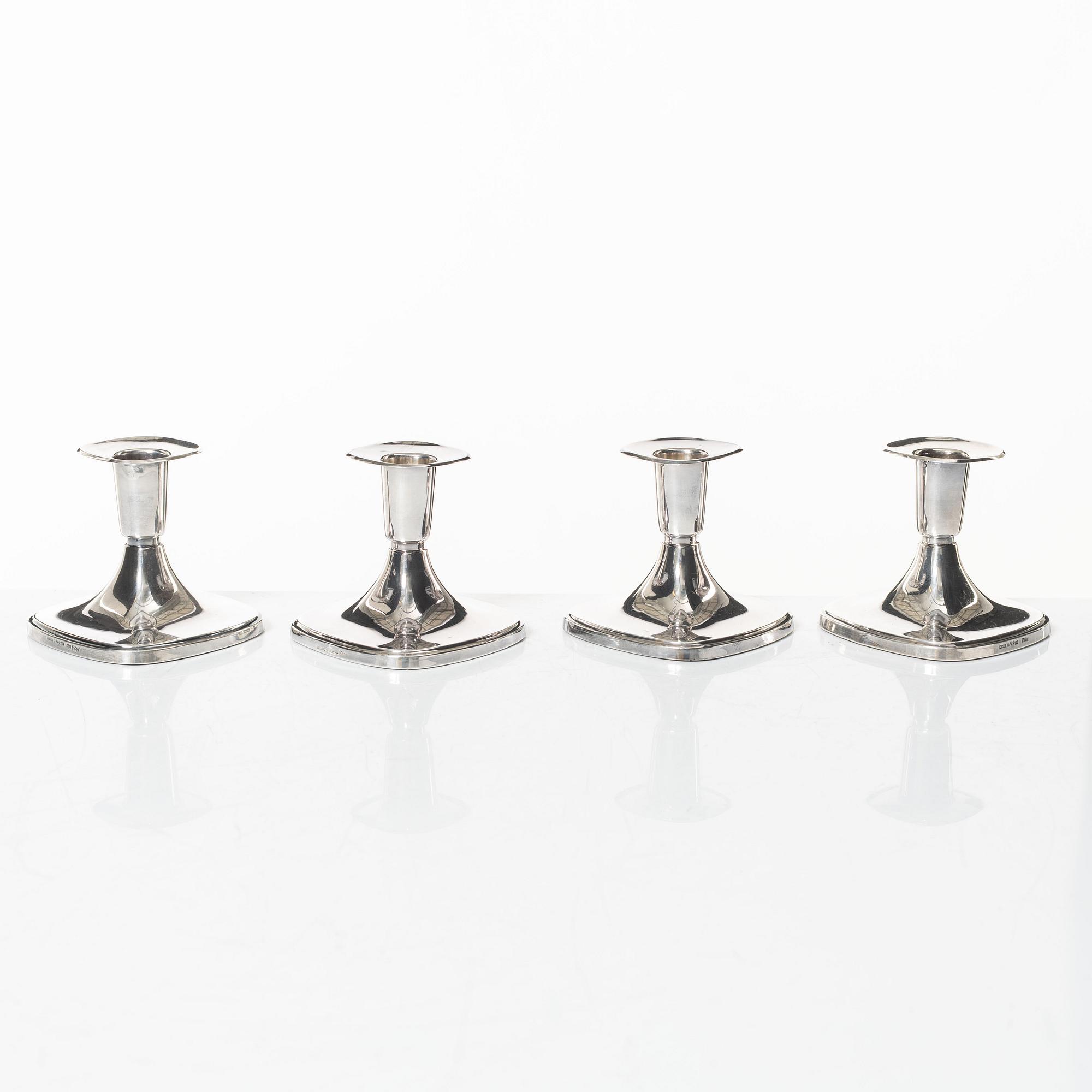 Tore Eldh, four silver candlesticks, K&EC/Ceson, Gothenburg, 1967-80.