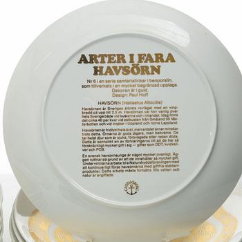Paul Hoff, plates, 'Arter i fara', Gustavsberg (19 pieces).
