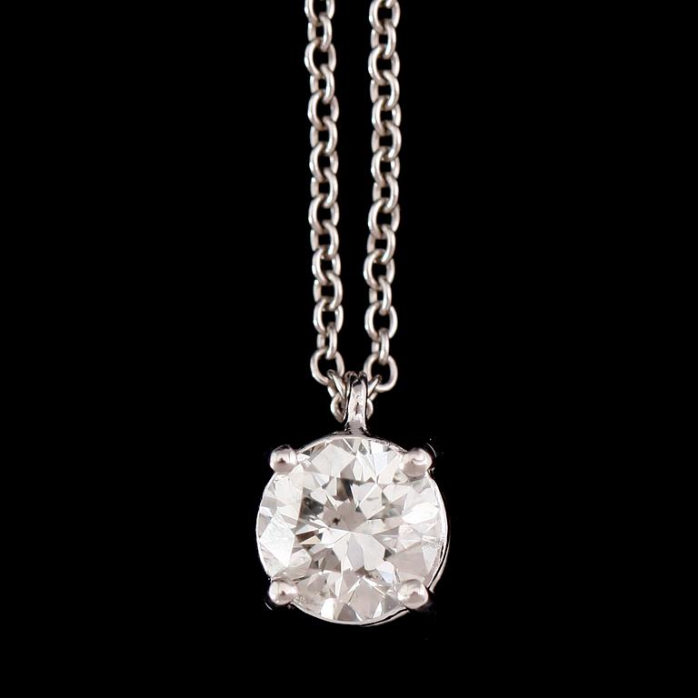 HÄNGE, 18 k vitguld, solitär briljantslipad diamant 1.00 ct.