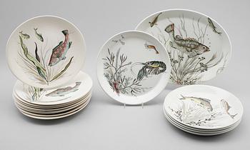 FISKSERVIS, 15 delar, porslin, "Fish", Johnson Bros, England.