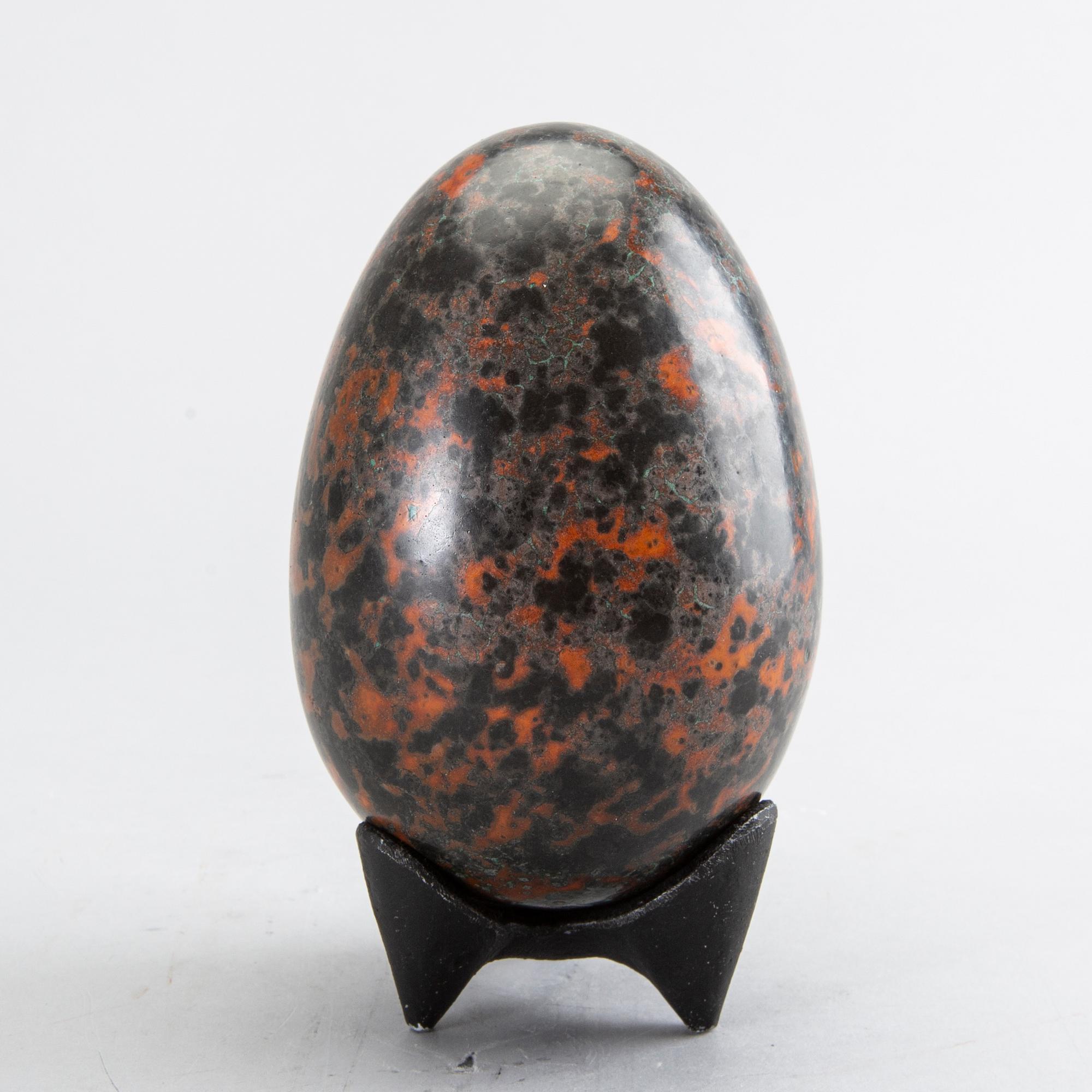 HANS HEDBERG, a faience sculpture in shape of an egg, Biot, France.