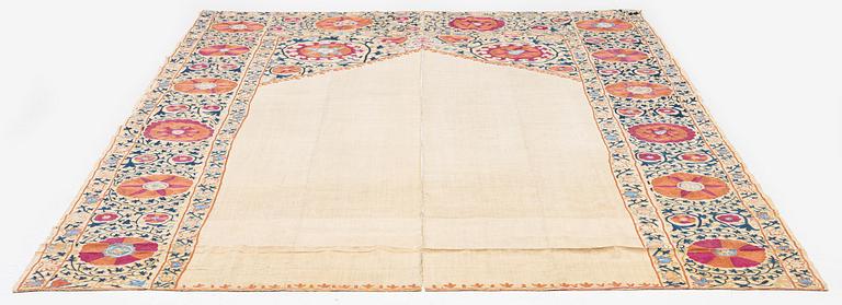 Antikt Uzbekisk sk "bröllopssuzani" broderi, ca 278 x 175 cm, 1800-talets mitt.