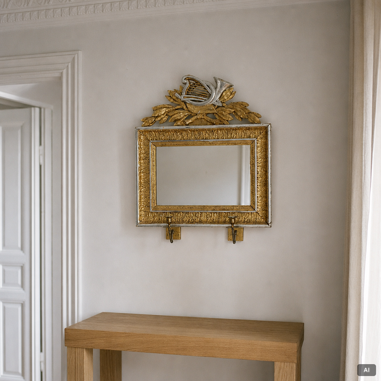 A gilt-gesso two-branch Empire girandole mirror, first part 19th century.