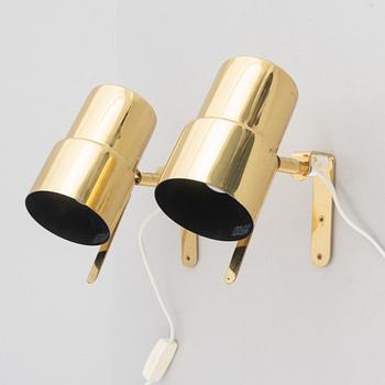 Hans-Agne Jakobsson, a pair of wall lamps, model V324, Markaryd, late 20th century.