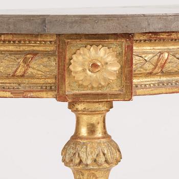 A Gustavian carved giltwood console table, late 18th century.