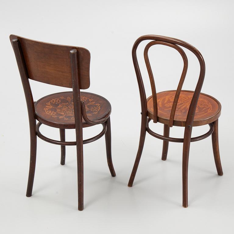 Chairs, 2 pairs, Art Nouveau, including Hungary, early 20th century.