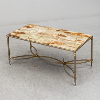 a metal and onyx coffee table from the mid 20th century.