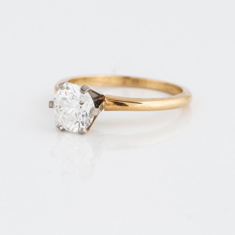 A brilliant cut diamond ring.