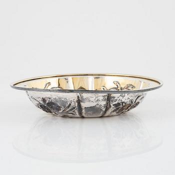 A baroque style silver bowl, late 19th century.