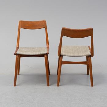 Alfred Christensen, six 'Boomernag/370' oak chairs, Slagelse, Denmark, 1960's.