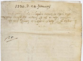 PERGAMENTARK, daterat 24 januari 1530.