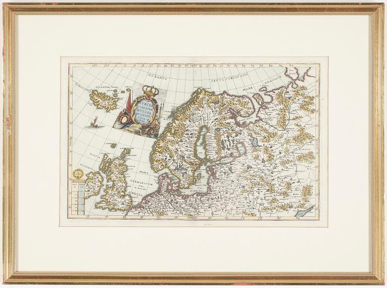 HANDKOLORERAD KARTA, daterad 1699.