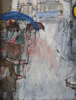 Olle Olsson-Hagalund, "Hamngatan i regnväder".