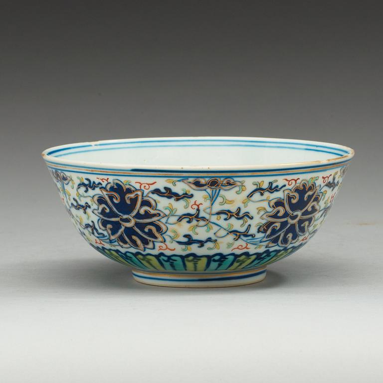 An enamelled lotus bowl, Qing dynasty with Guangxu six character mark.