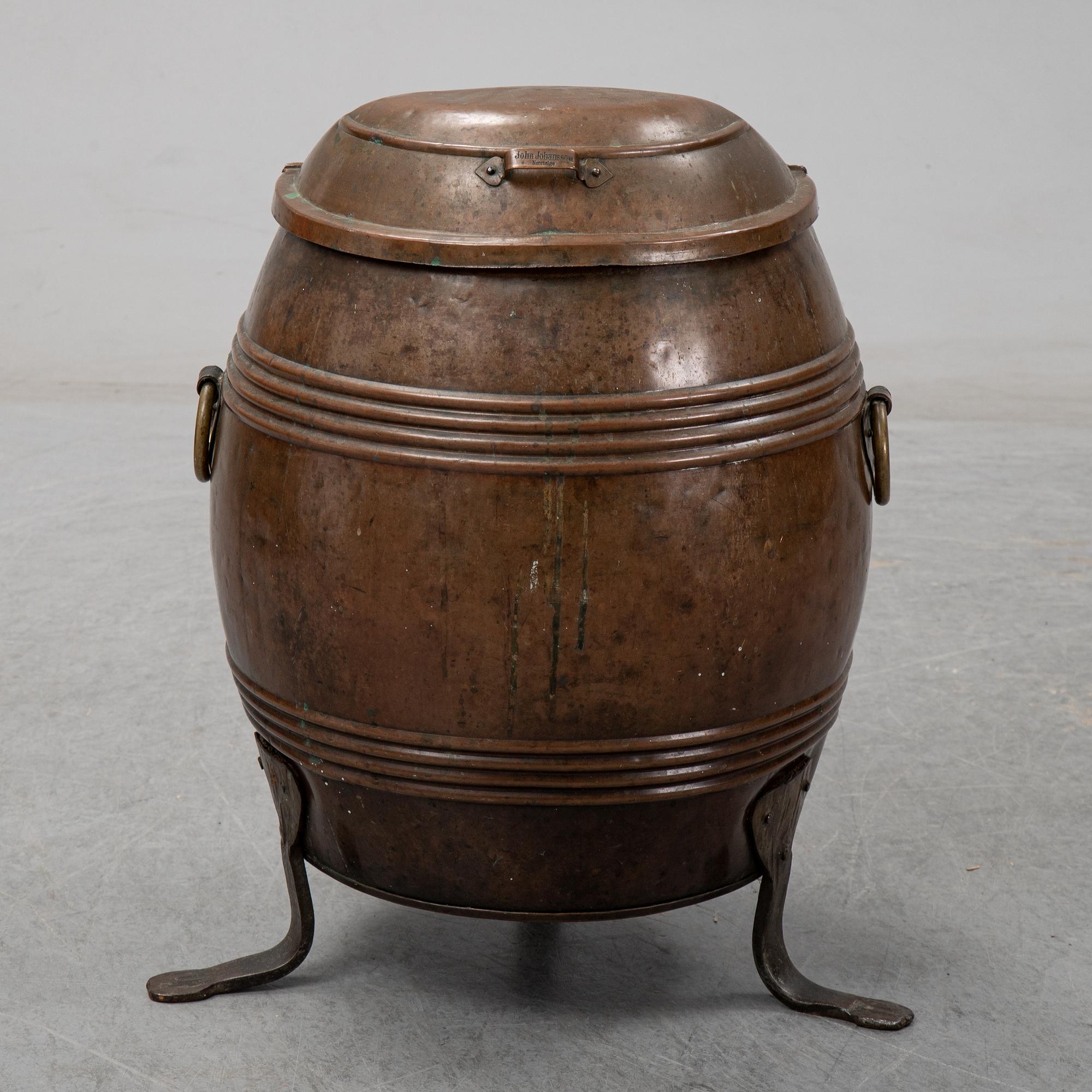 A ca 1900 copper barrel.