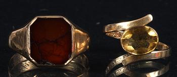 RINGAR, 6 st, 18K guld, tot vikt 14 gram.