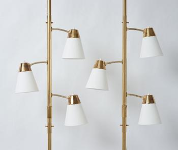 Herbert Ode, a pair floor lamps "Triolett", Ho Armatur, Sjömarken, Sweden ca 1965.