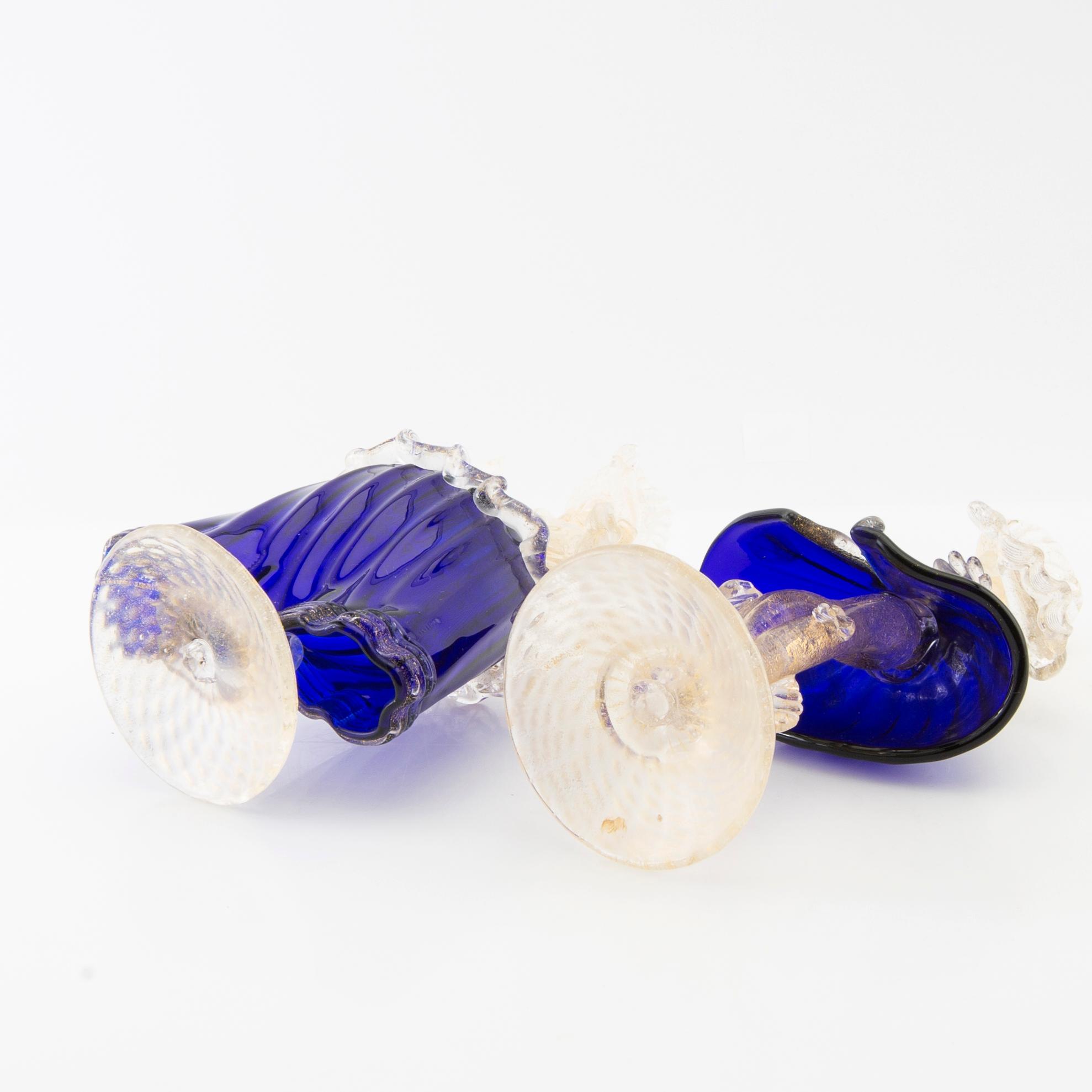 Figuriner 1 par, Murano Venedig 1900-talets andra hälft glas.