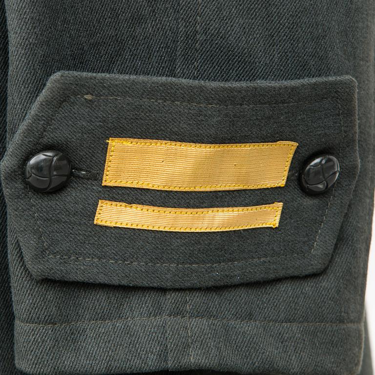 Five Finnish uniform overcoats, second half of 20th Century.