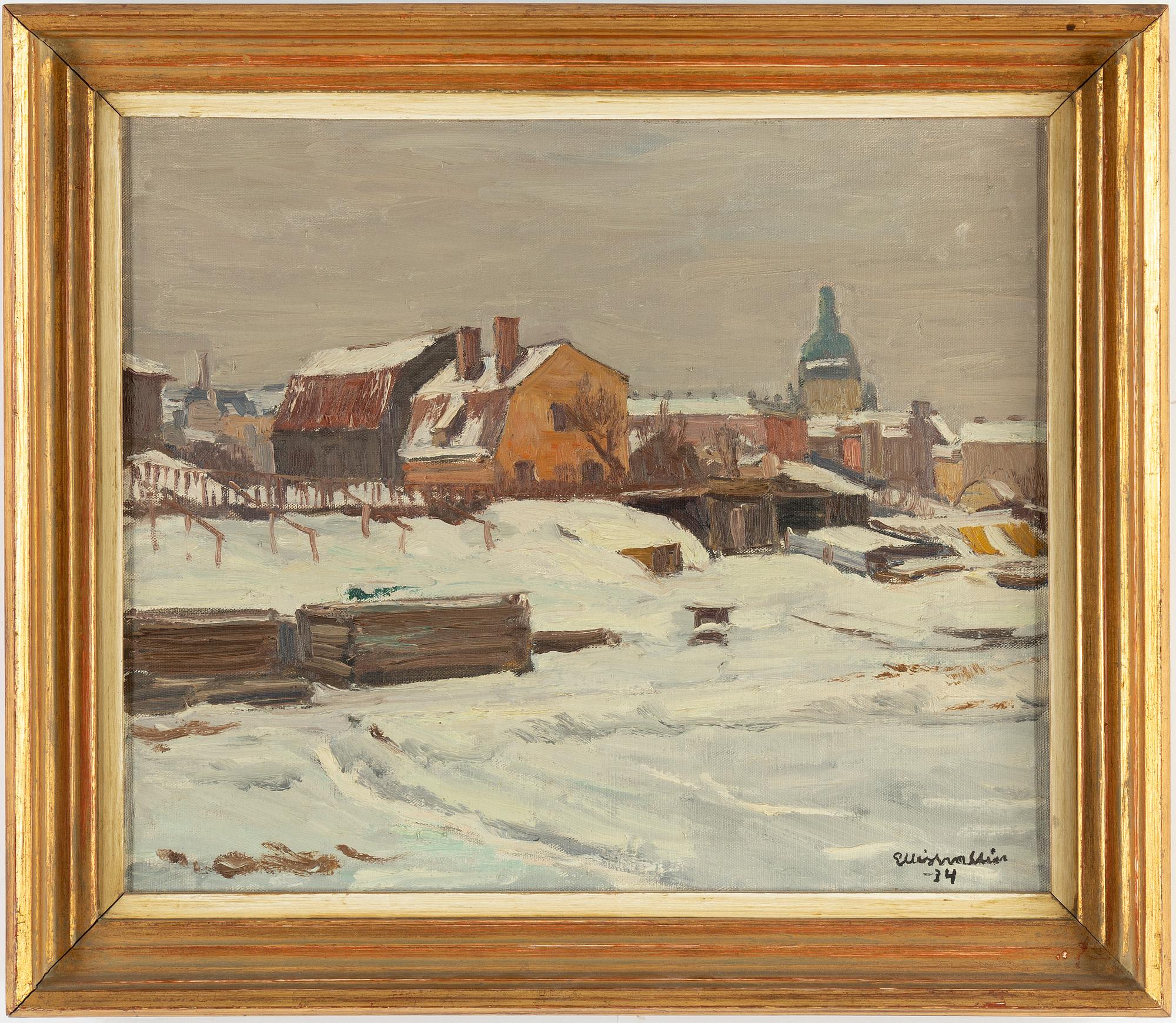 Ellis Wallin, oil on canvas, signed and dated 1934.