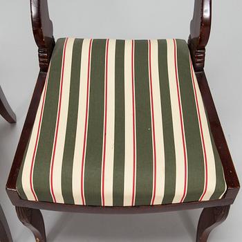 Seven mahogany veneered Empire style chairs, Russia / the Baltics, mid 19th century.
