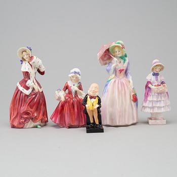 Five Royal Doulton porcelain figures, England, mid 1900s/second half of the 20th century.