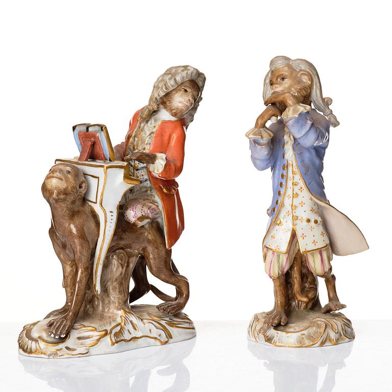 A group of eight Meissen porcelain figures from the 'Affenkapelle', late 19th Century.