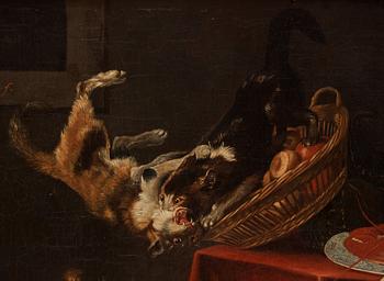 Frans Snyders Follower of, Cat and dog fight.