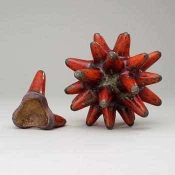 A Hans Hedberg faience sculpture of a sea-urchin, Biot, France.