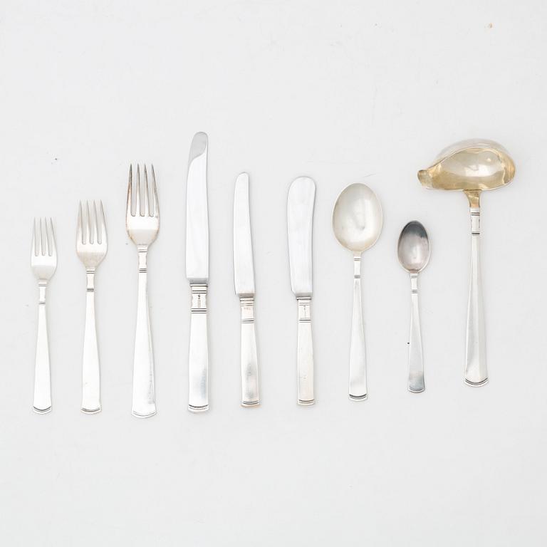 Jacob Ängman, Cutlery set, 62 pieces, silver, "Rosenholm", GAB, Stockholm and Eskilstuna, some 1980.