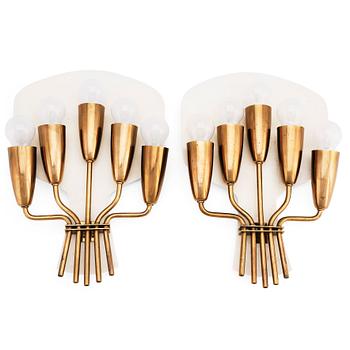 291. Harald Notini, a pair of wall sconces, model "8772/5", Arvid Böhlmarks Lampfabrik, Sweden 1950s.