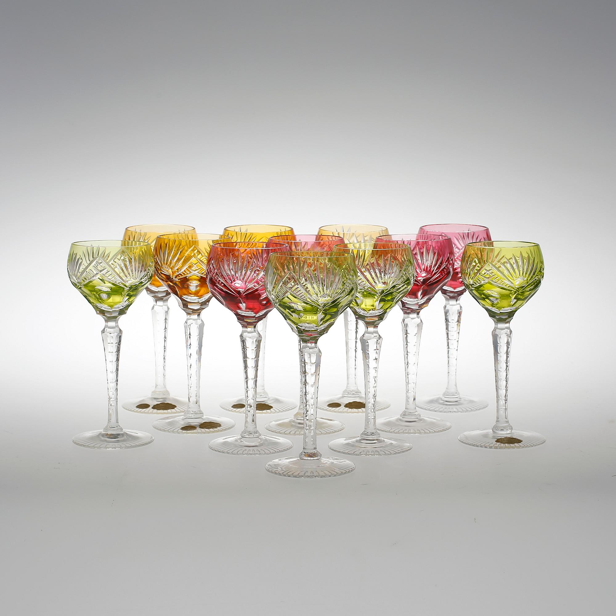 VITVINSGLAS, 12 st, glas, Tyskland, omkring 1900-talets mitt.