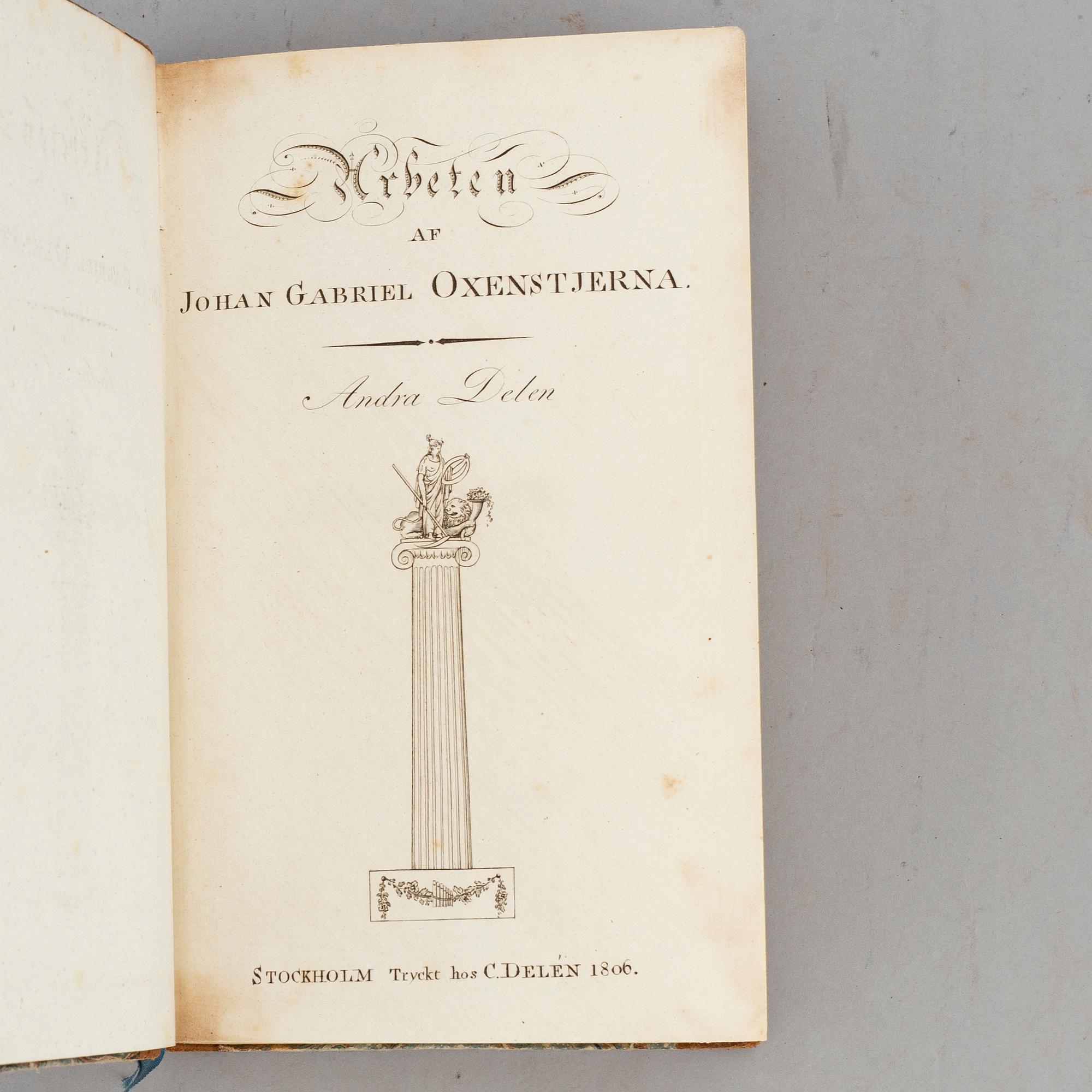 Oxenstiernas arbeten, med den ovanliga, femte delen (5 vol).