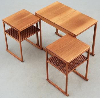 A Carl Malmsten teak set of occasional tables, possibly by Åfors Möbelfabriks AB.