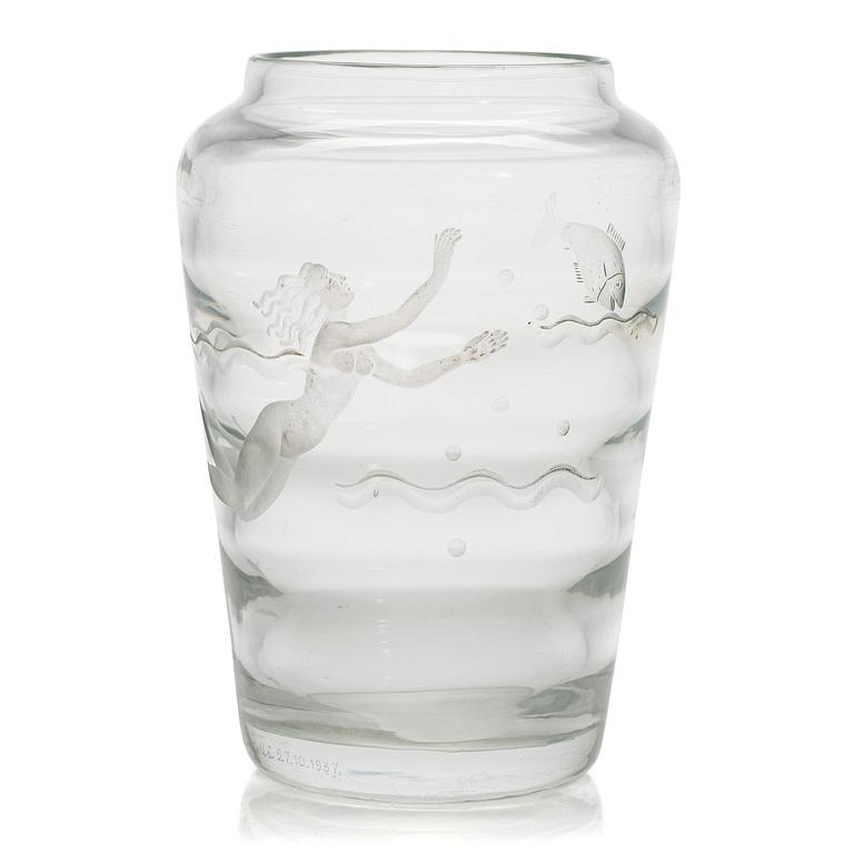 Arttu Brummer, probably, vase, engraved in Riihimäki 27.10 1937 (in Riihimäki 27.10 1937) .