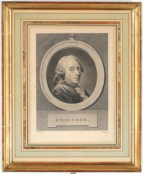 Alexander Roslin · ALEXANDER ROSLIN, efter, gravyr, föreställande Boucher, 1700-tal.