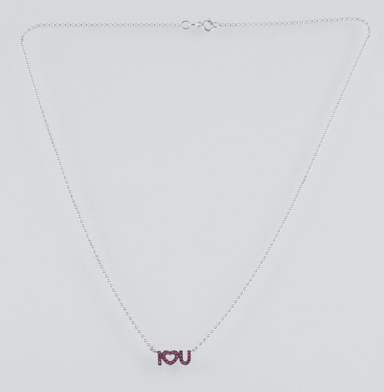 COLLIER, 18K vitguld med fasettslipade rosa safirer ca 0.12 ct. Vikt 1,8 gram.
