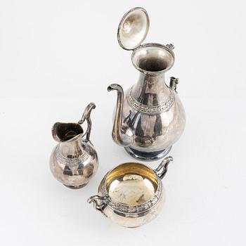 Kaffeservis, 3 delar, silver, GAB, Stockholm 1875-1897 samt GT Folcker, Stockholm 1875.