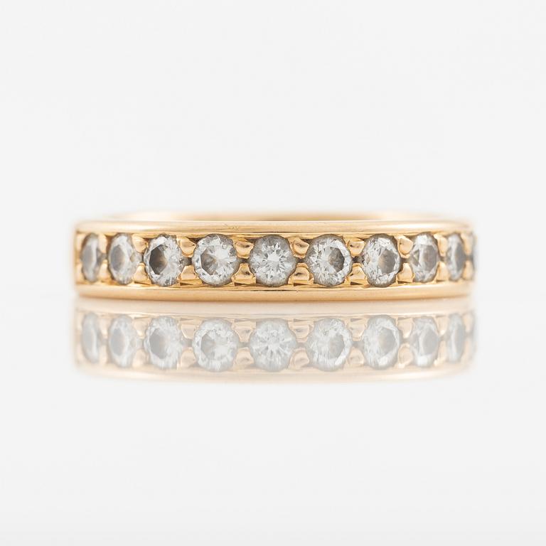 Ring, half eternity, gold with brilliant-cut diamonds.
