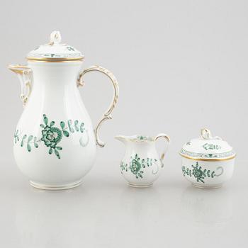 Mat- och kaffeservis, porslin, 44 delar, "Indische Malerei Grün", Meissen, Tyskland.