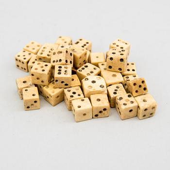 38 BONE MINIATURE DICE, 19th century.