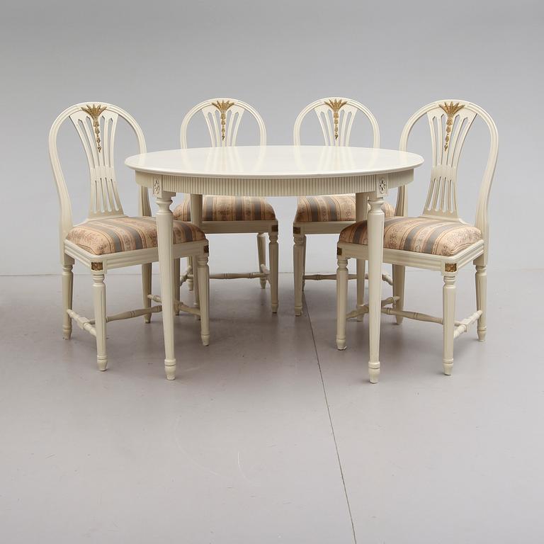 MATGRUPP, 5 delar, gustaviansk stil, 1900-talets andra hälft.