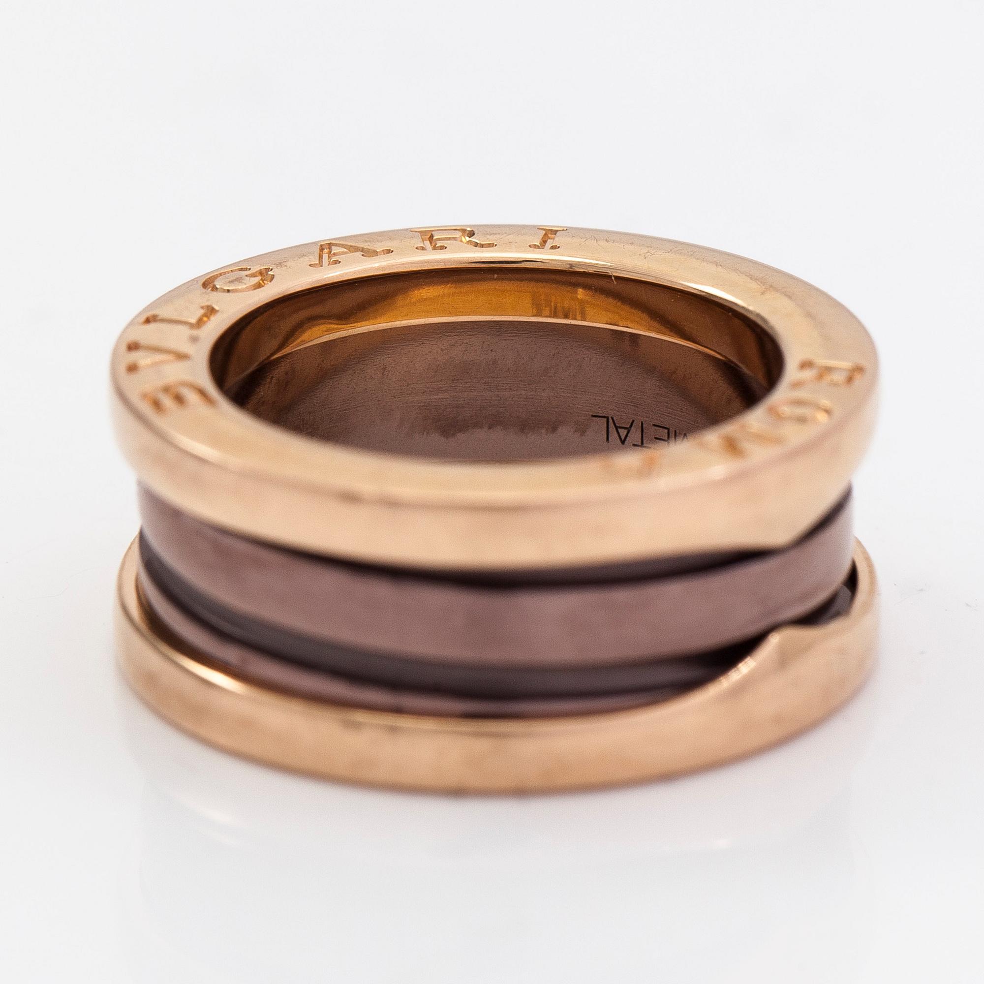 Bulgari, a "B.zero1" ring, 18K rose gold and bronze ceramic.