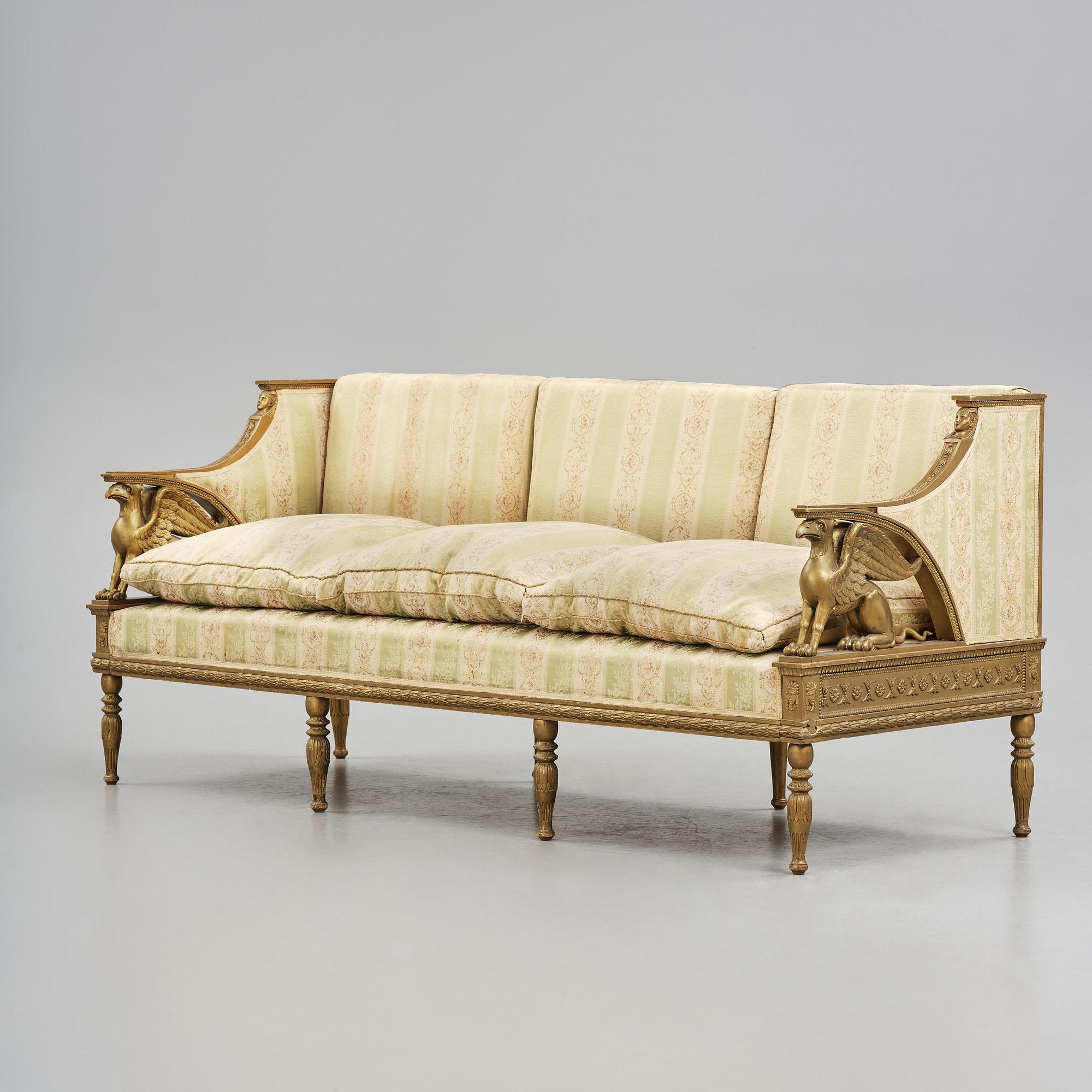 A late Gustavian sofa attributed to E. Ståhl (master in Stockholm 1794-1820).