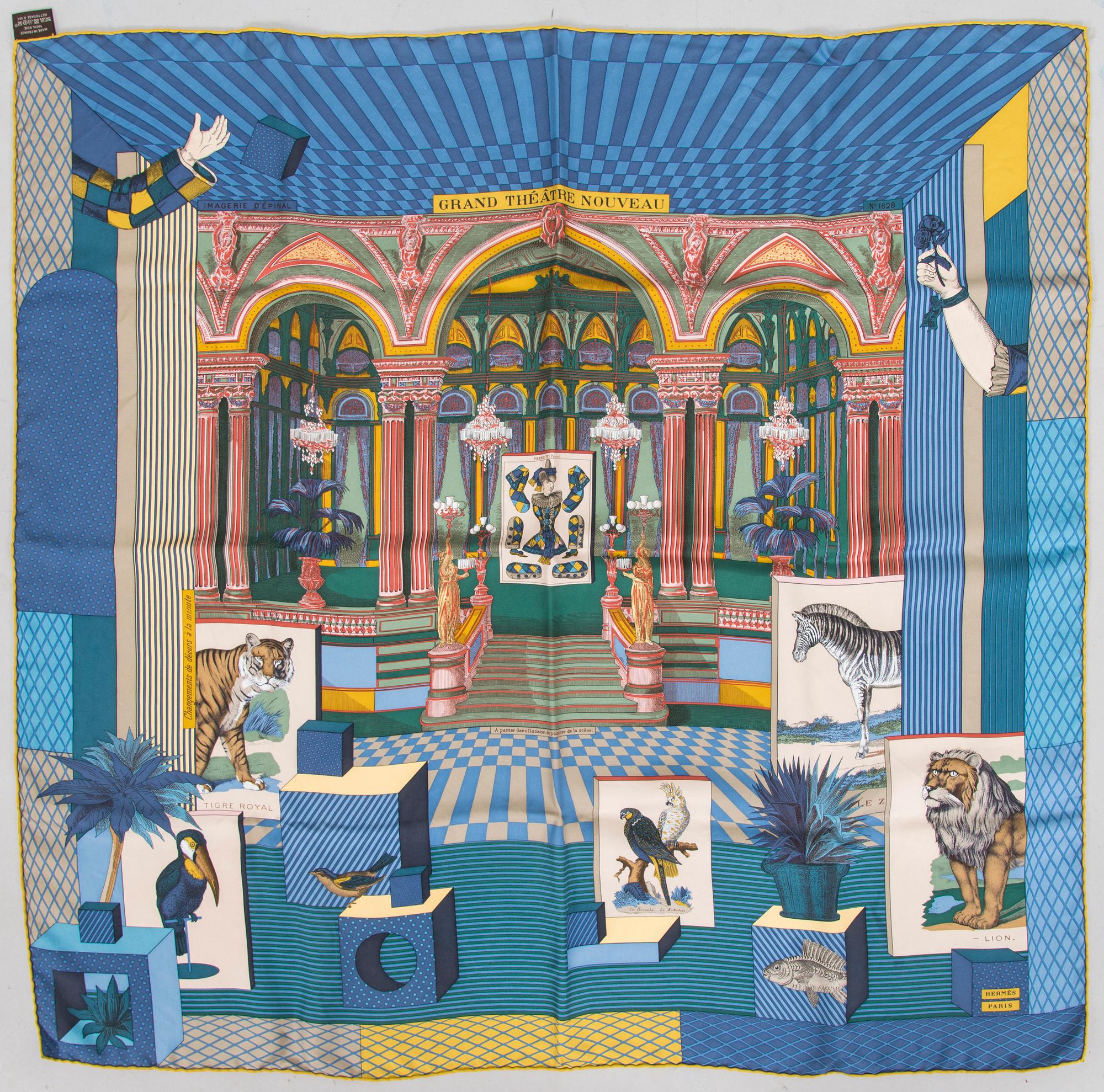 Hermès, a 'Grand Théâtre Nouveau' silk scarf.
