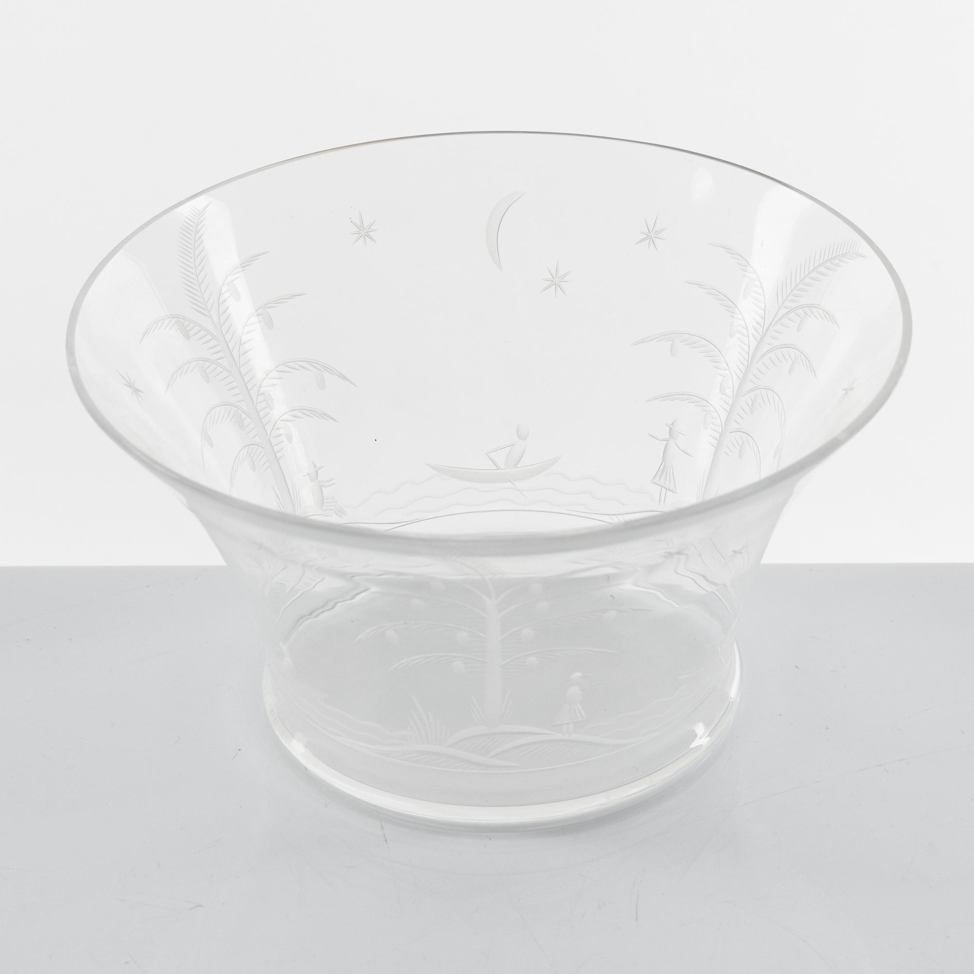Edward Hald, two glass bowls, Orrefors, 1920's.