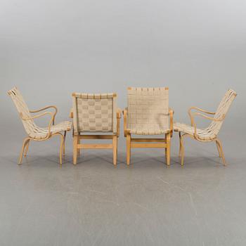 BRUNO MATHSSON, SET OF FOUR ARMCHAIRS "EVA" BY DUX.