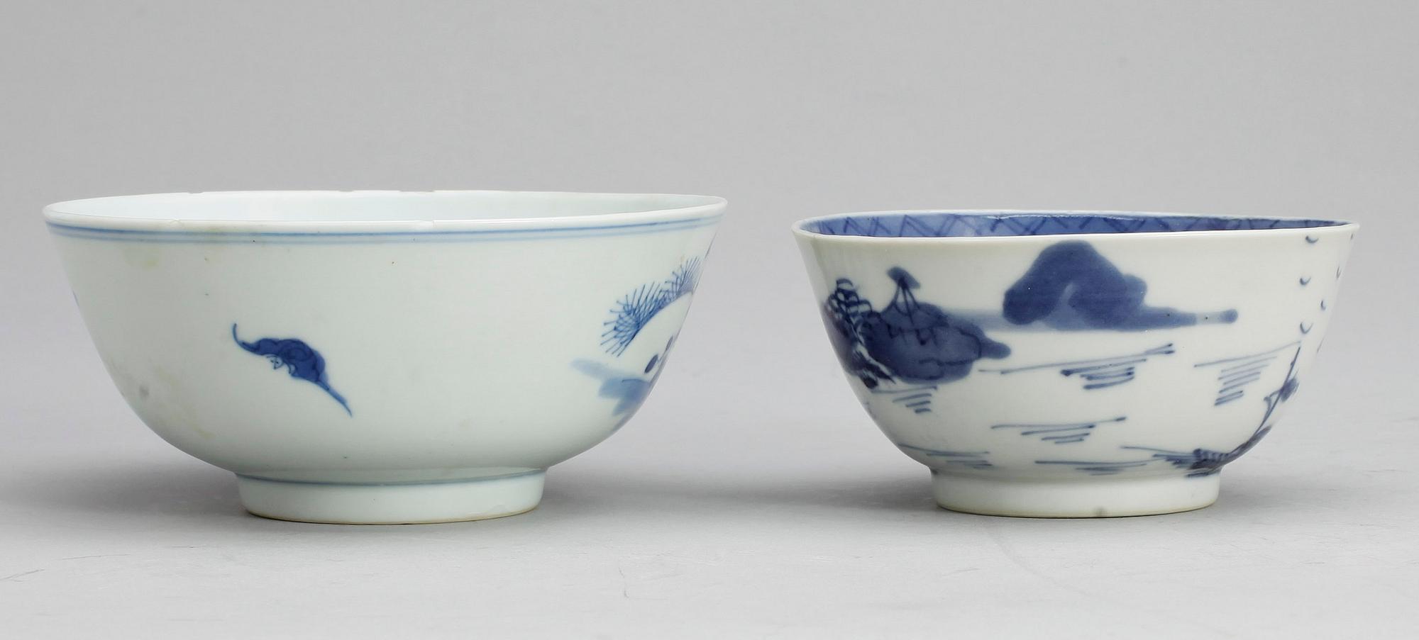 SKÅLAR 2 st, porslin. 1800-tal.